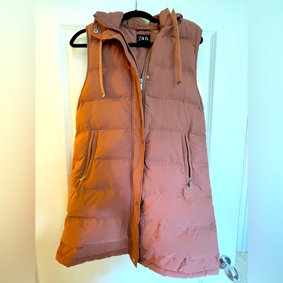 Zara Jackets & Coats Zara Light Pink Puffer Vest With Hood Poshmark